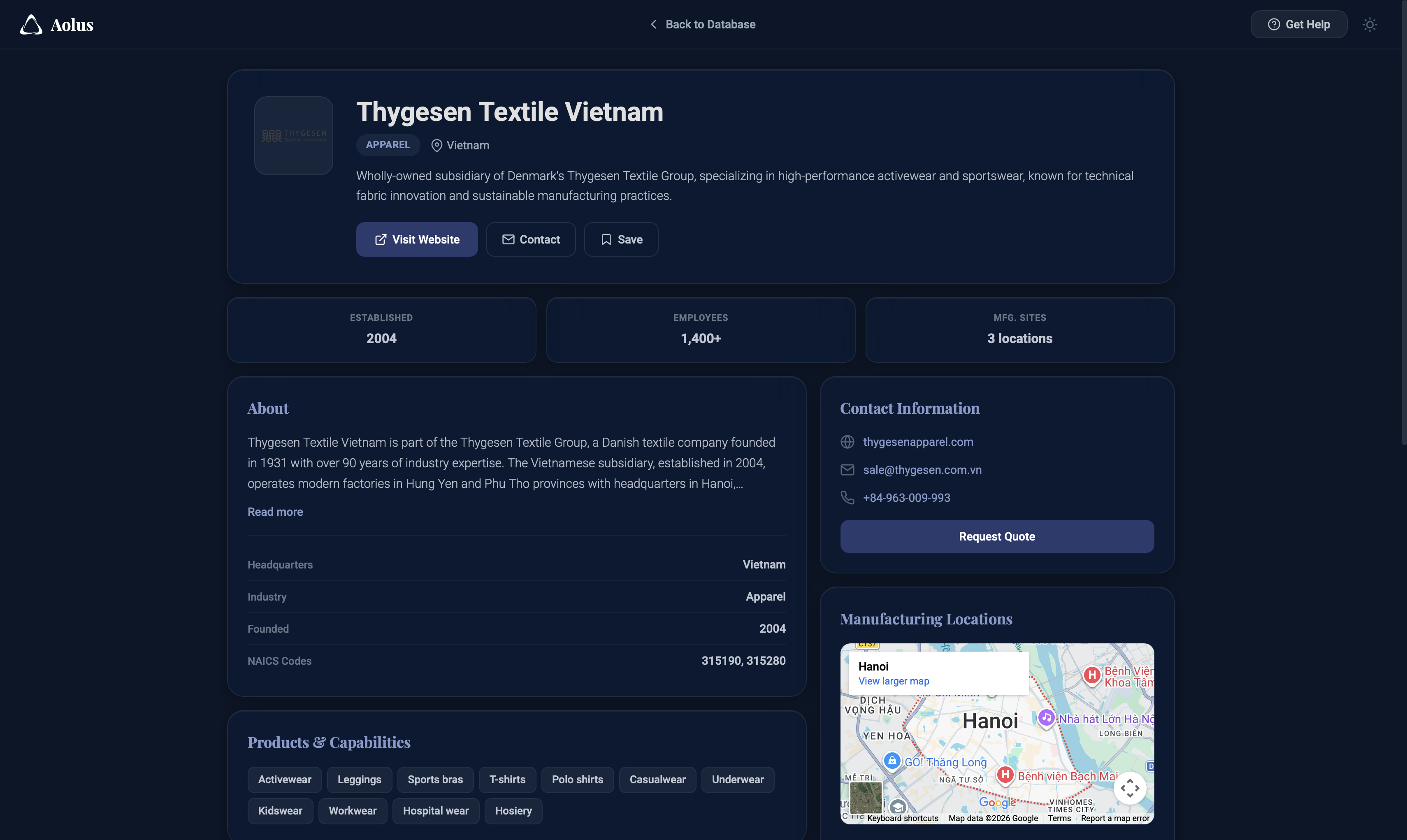 Aolus Manufacturer Profile