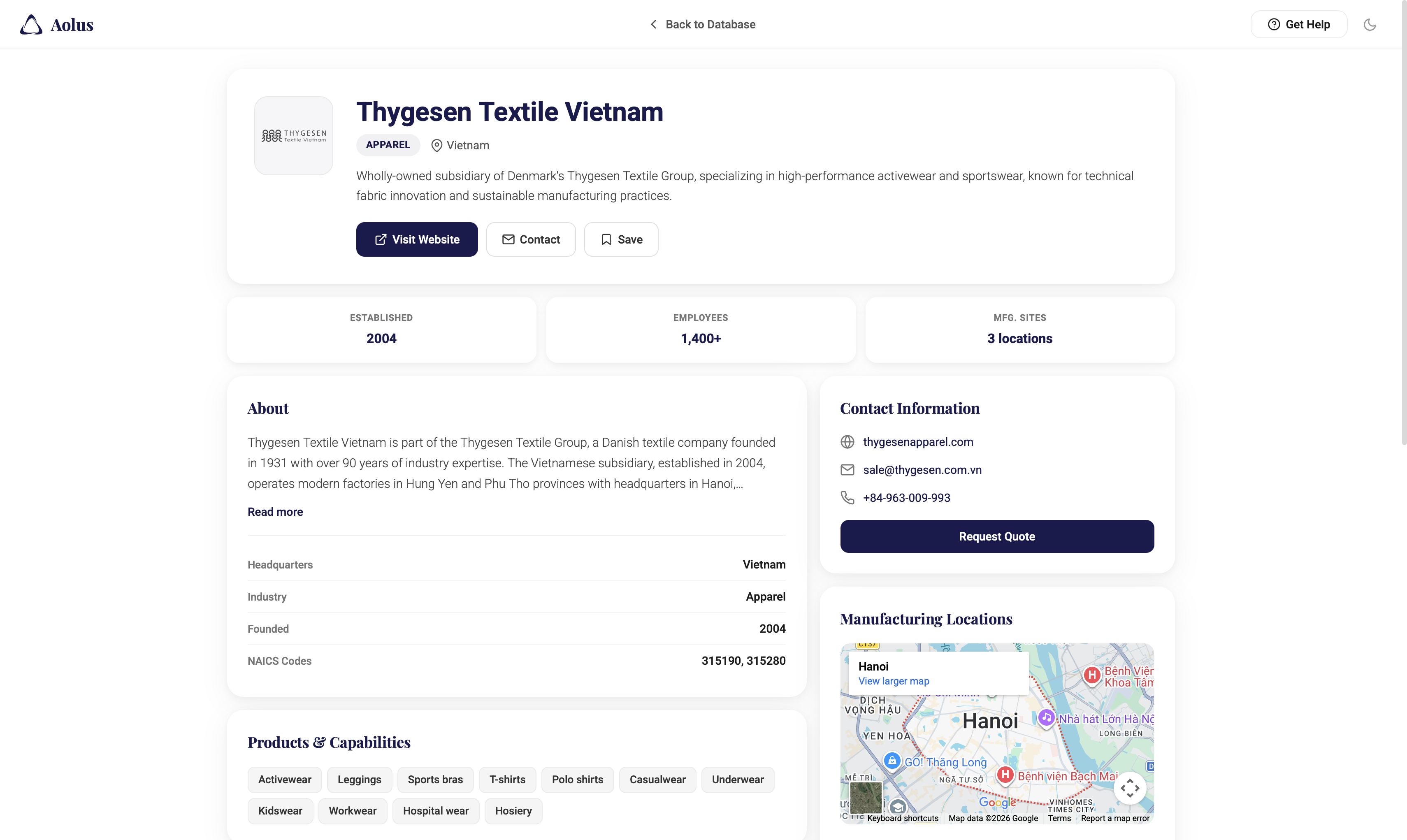 Aolus Manufacturer Profile